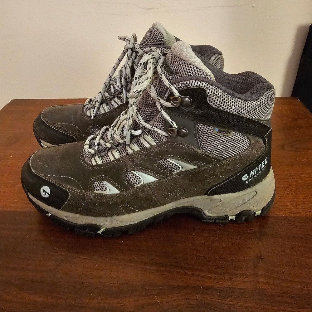 Hi-Tec Womens 7.5 Waterproof Hiking Boots Brown Grey Suede Trail Shoes 22052 - Picture 1 of 8